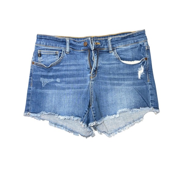 Judy Blue Pants - Judy Blue Distressed Cut Off Denim Shorts Wash Blue Womens Size XL Mid Rise
